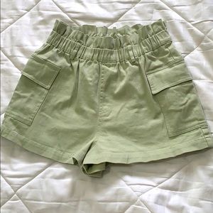 High rise mint green paperback shorts